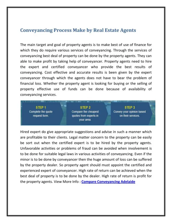 Conveyancing Process Make by Real Estate Agents