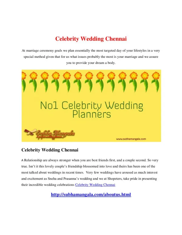Celebrity Wedding Chennai