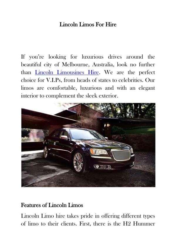 Linocl limos for hire