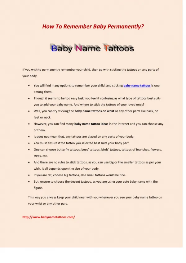How To Remember Baby Permanently?