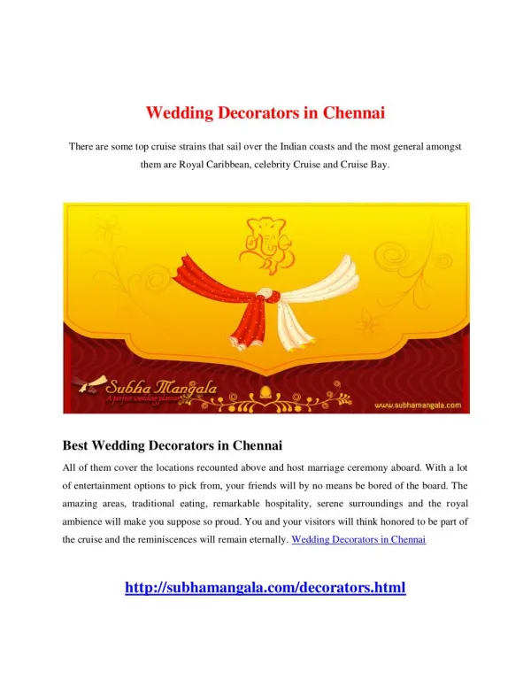 Wedding Decorators in Chennai
