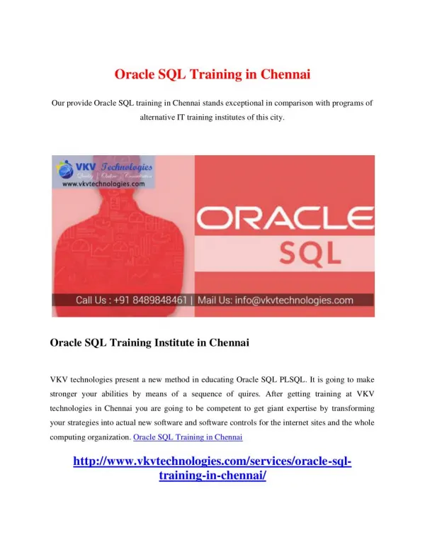 Oracle SQL Training in Chennai