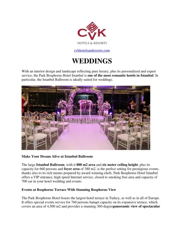 Wedding luxury hotel in istanbul