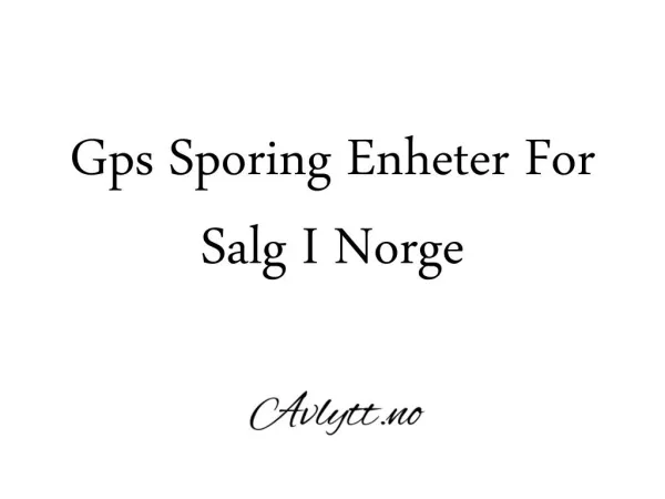 Gps Sporing Enheter For Salg I Norge