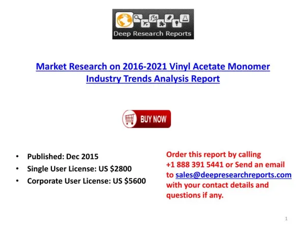 Analysis of Vinyl Acetate Monomer (VAM) Production, Supply, Sales and Market Status 2016-2021