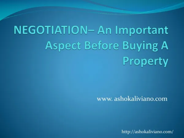 NEGOTIATION- An Important Aspect Before Buying A Property