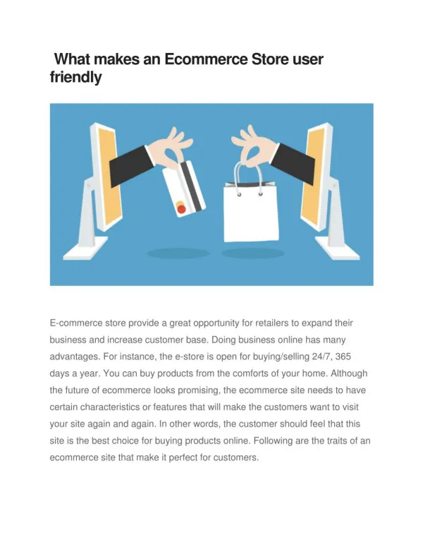 What makes an Ecommerce Store user friendly