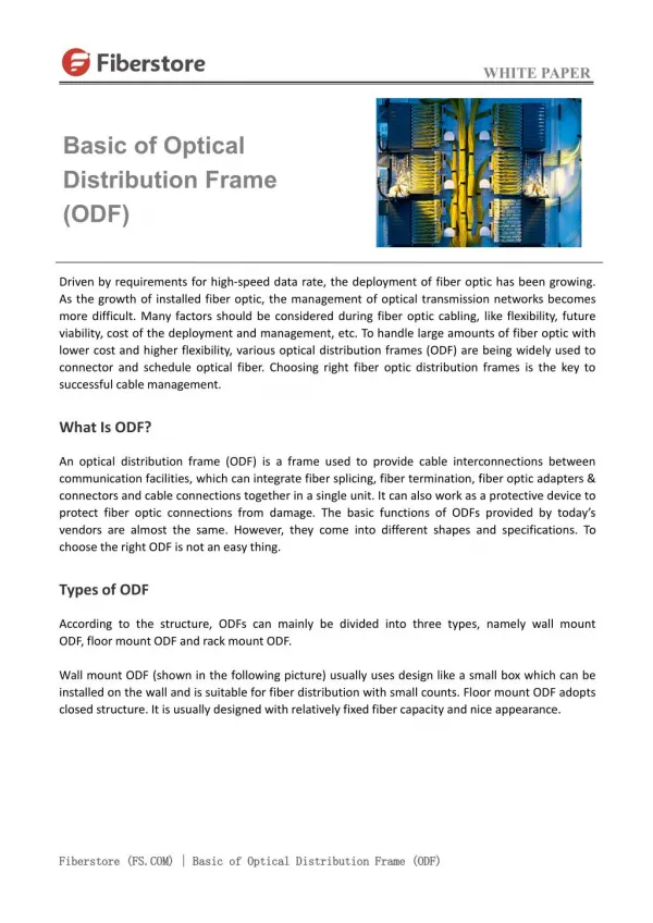 Basic of Optical Distribution Frame (ODF)