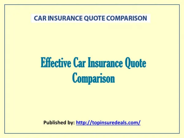 Effective Car Insurance Quote Comparison