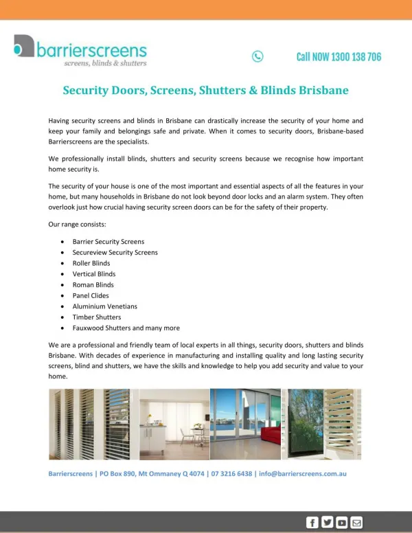 Security Doors, Screens, Shutters & Blinds Brisbane