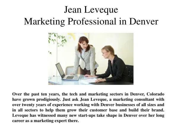 Jean Leveque-Marketing Professional in Denver