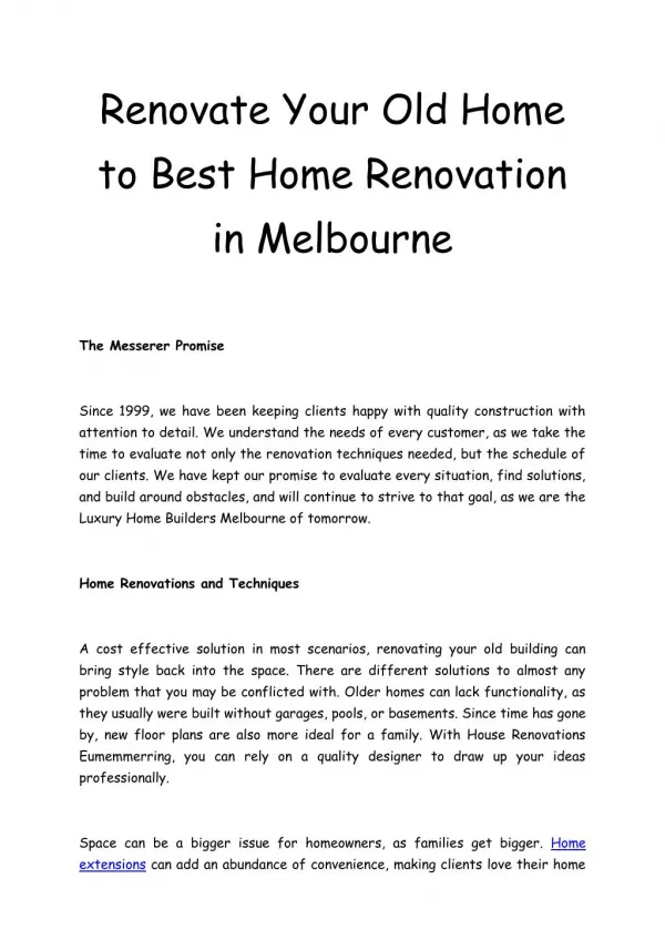 Renovate your home - Bathrrom renovations - Messerer Homes