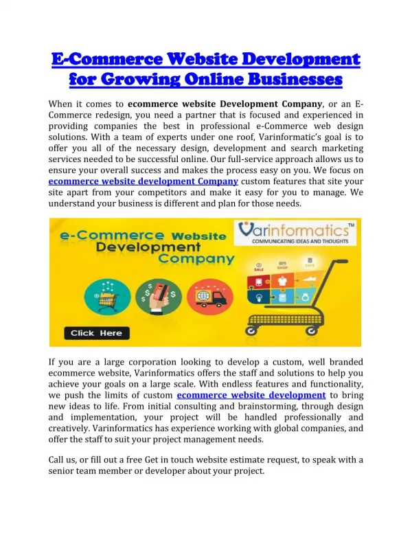 E-Commerce Website Development for Growing Online Businesses