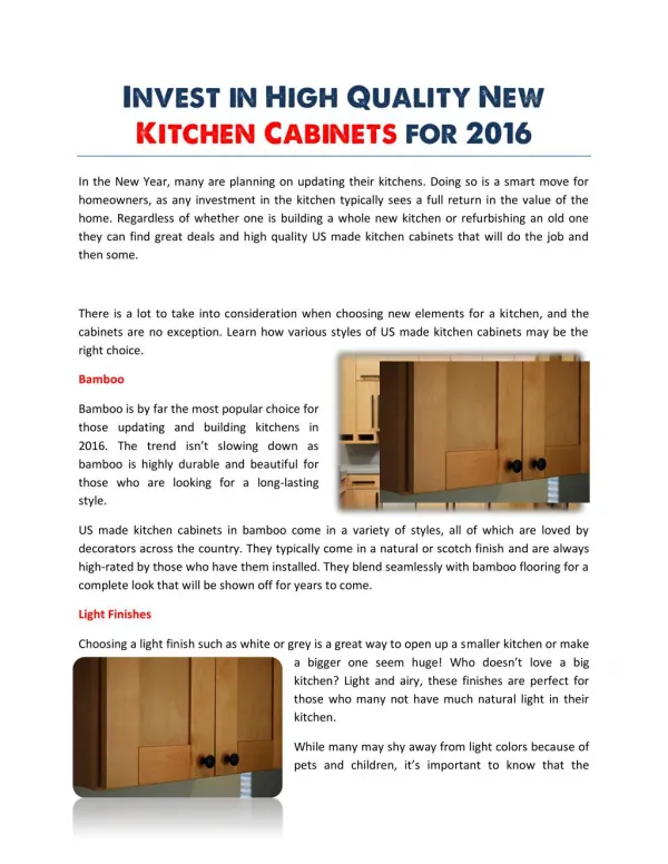 Invest in High Quality New Kitchen Cabinets for 2016