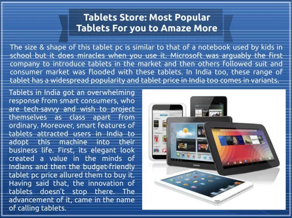 Tablets Store: Most Popular Tablets For you to Amaze More