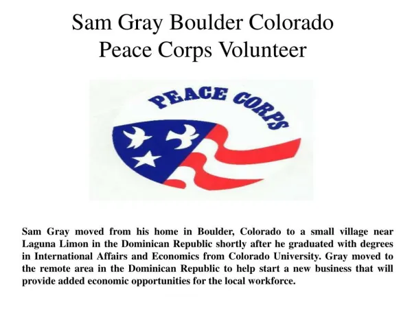 Sam Gray Boulder Colorado-Peace Corps Volunteer