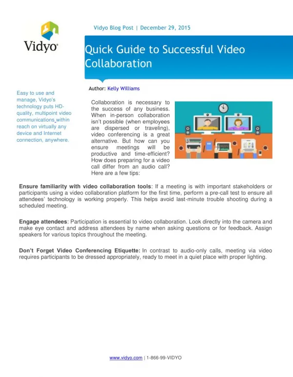 Quick Guide to Successful Video Collaboration | Vidyo