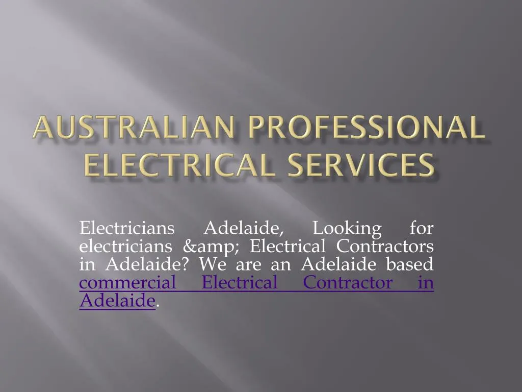 australian professional electrical services