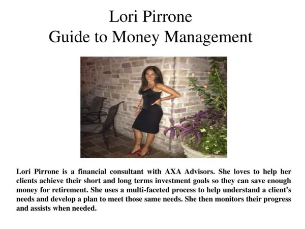 Lori Pirrone Guide to Money Management