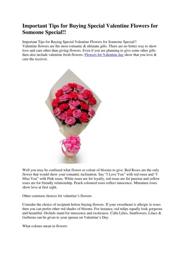 Important Tips for Buying Special Valentine Flowers for Someone Special!!