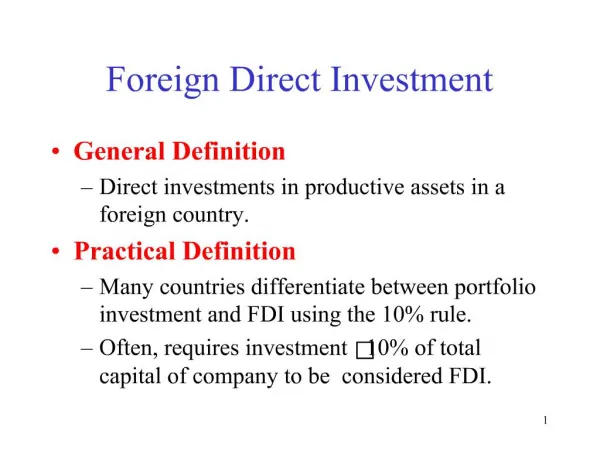 Foreign Direct Investment