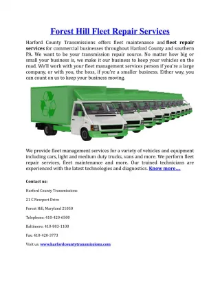 Forest Hill Fleet Repair Services - slide 1
