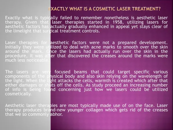 Exactly what Is a Cosmetic Laser Treatment