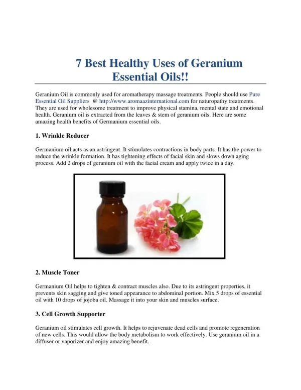7 Best Healthy Uses of Geranium Essential Oils!!