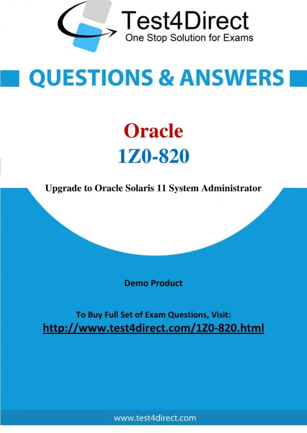 Oracle 1Z0-820 Test - Updated Demo
