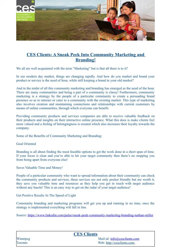 CES Clients: A Sneak Peek Into Community Marketing and Branding!