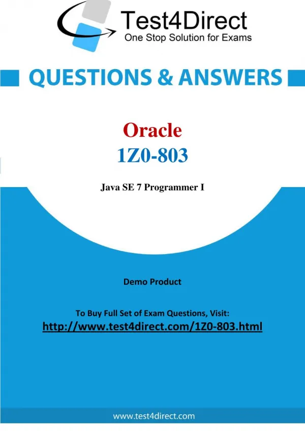 Oracle 1Z0-803 Exam Questions