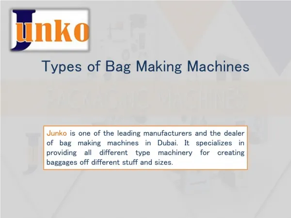 Type Of Bag Making Machines