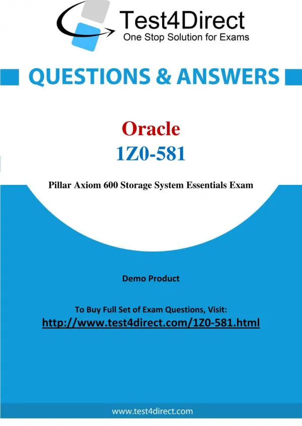 1Z0-581 Oracle Exam - Updated Questions