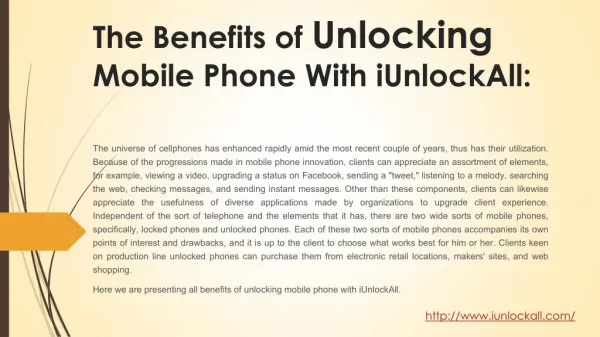 Benefits of Unlocking Mobile Phone with iUnlockAll