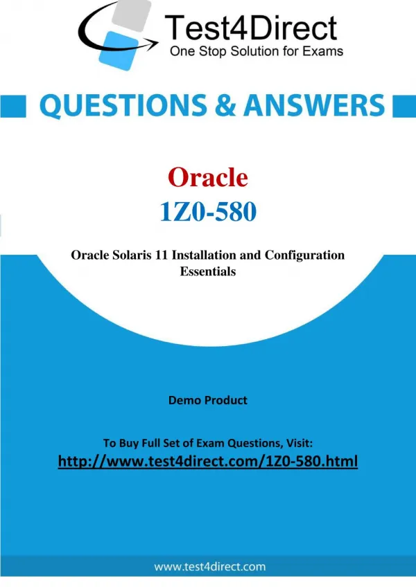 1Z0-580 Oracle Exam - Updated Questions
