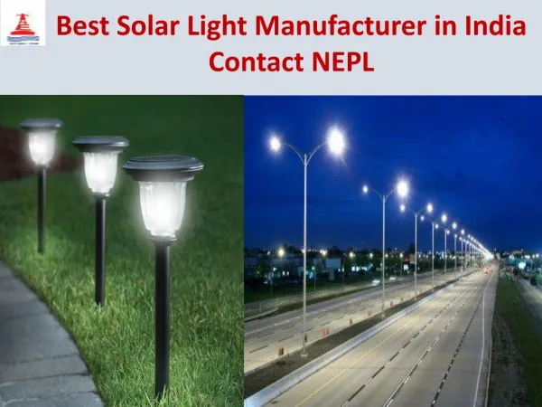 Best Solar Light Manufacturer in India Contact NEPL