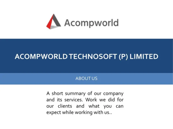 Acompworld - Custom Software Development, Responsive Web Design, Mobile App Development and Corporate Training Company