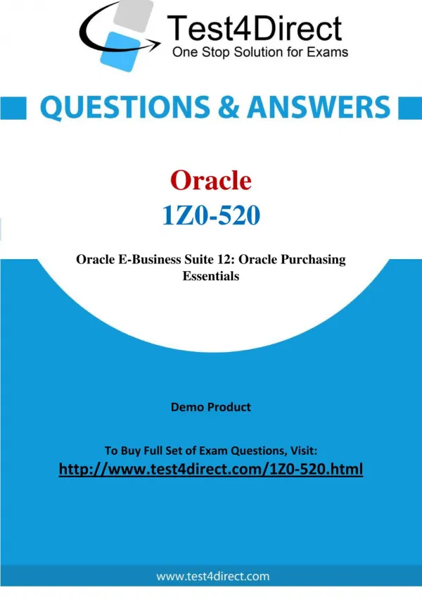 Oracle 1Z0-520 Exam - Updated Questions