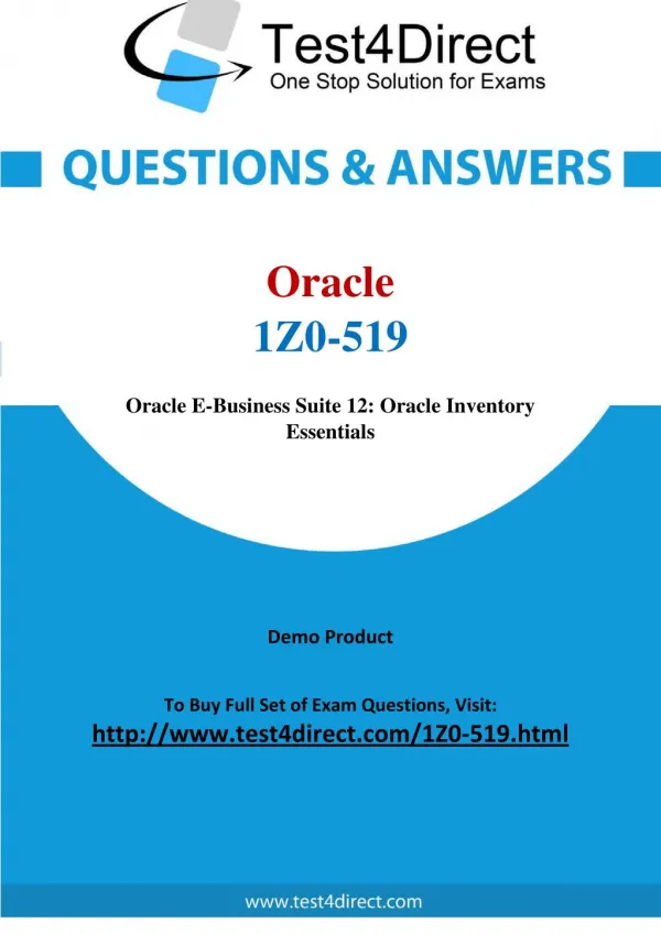 Oracle 1Z0-519 E Business Suite Exam Questions
