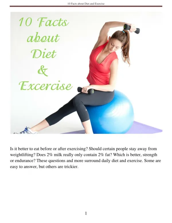 10 Facts about Diet and Exercise