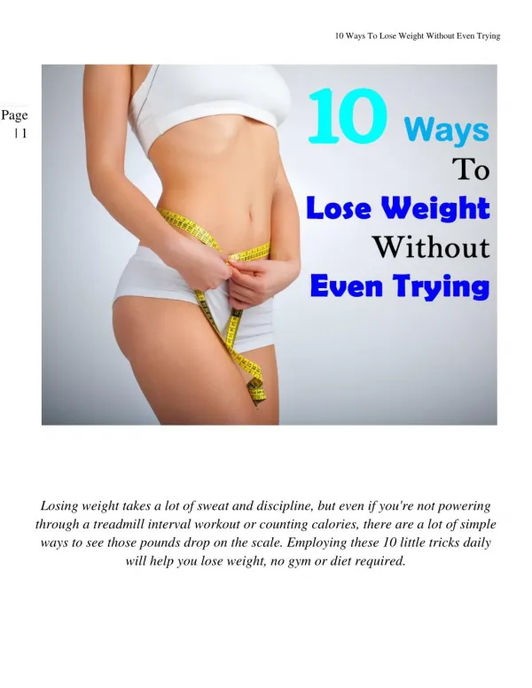10 Ways To Lose Weight Without Even Trying