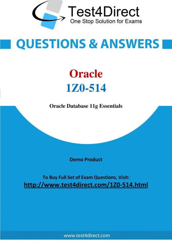Oracle 1Z0-514 Database Real Exam Questions