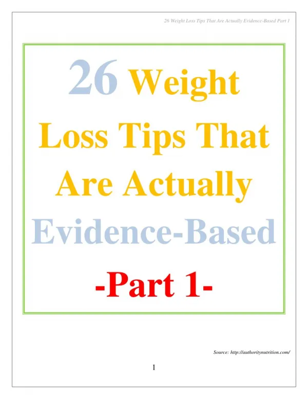 26 Weight Loss Tips That Are Actually Evidence-Based Part 1