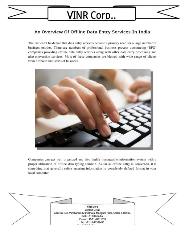 An Overview Of Offline Data Entry Services In India