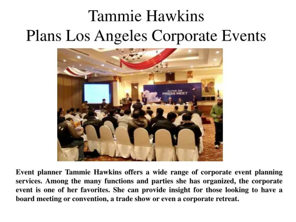 Tammie Hawkins Plans Los Angeles Corporate Events