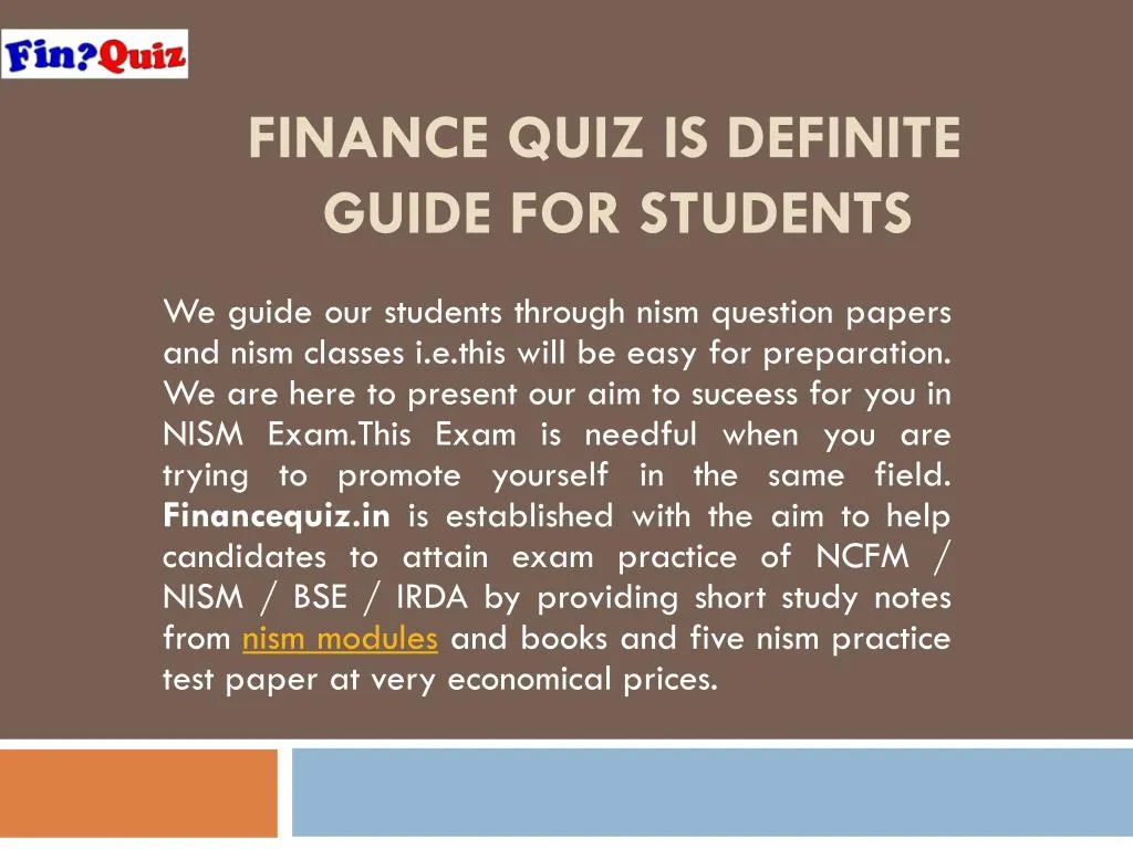 finance quiz is definite guide for students