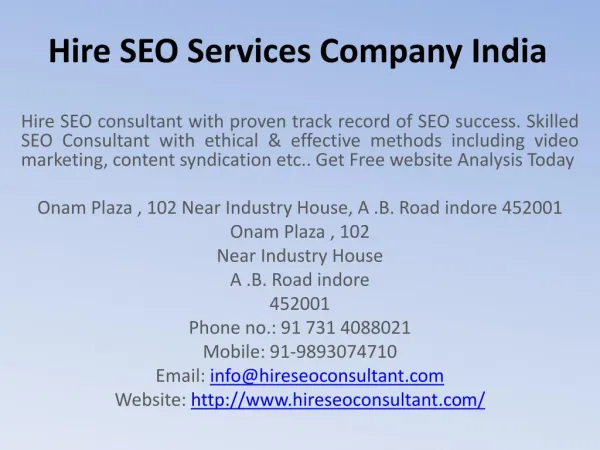 Hire SEO Services Company India