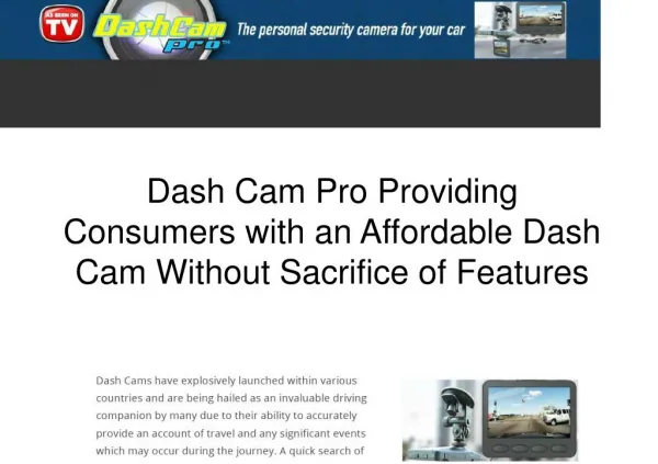Dash Cam Pro | The Affordable Feature Packed Dash Cam
