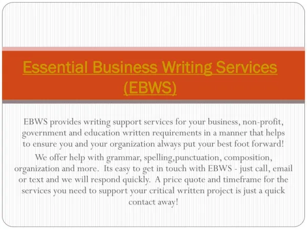 Essential Business Writing Services