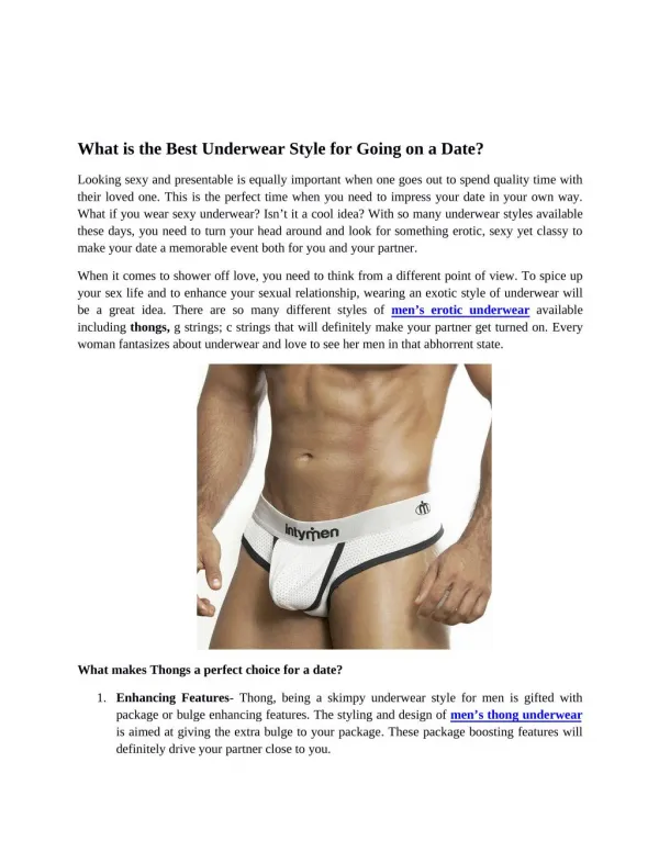 What is the Best Underwear Style for Going on a Date?